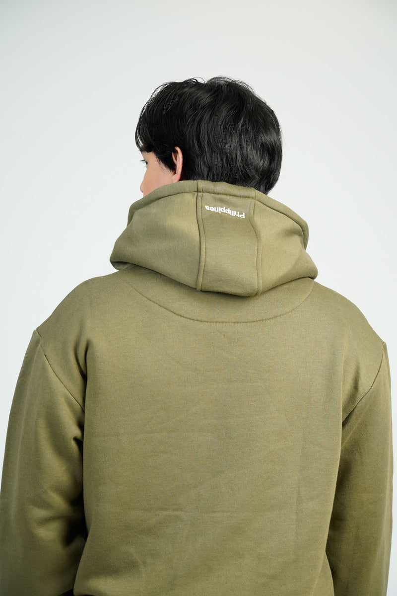 Athleisure Hoodie Jacket in Olive Green Kultura Filipino Support Local