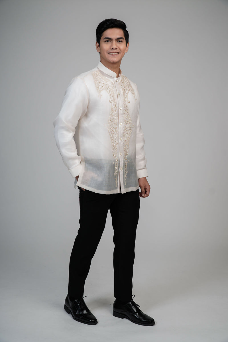 Men's Manalo Long Sleeve Cocoon Silk Barong with Embroidery Design ...