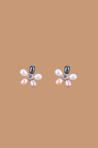 Colored Pearls Flower Petal Stud Earrings - Kultura Filipino | Support Local