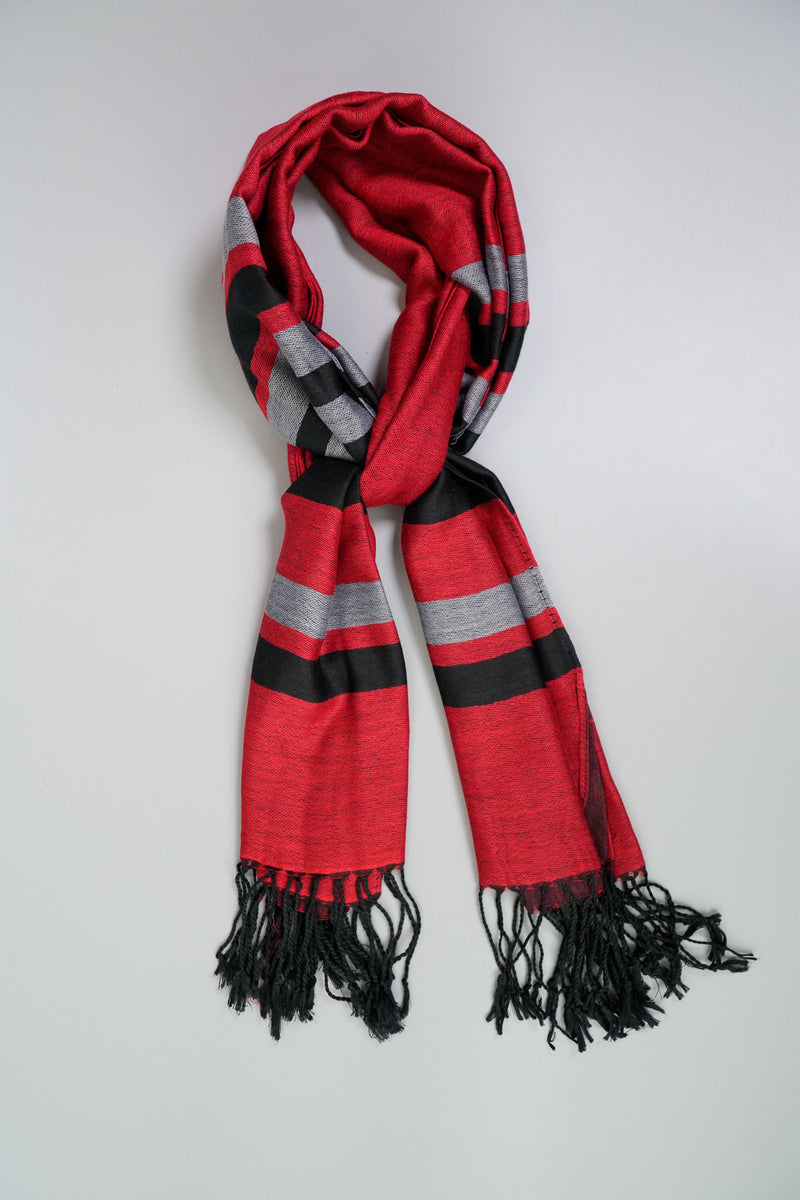 Shawl with Stripes Design and Fringes in Red – Kultura Filipino ...