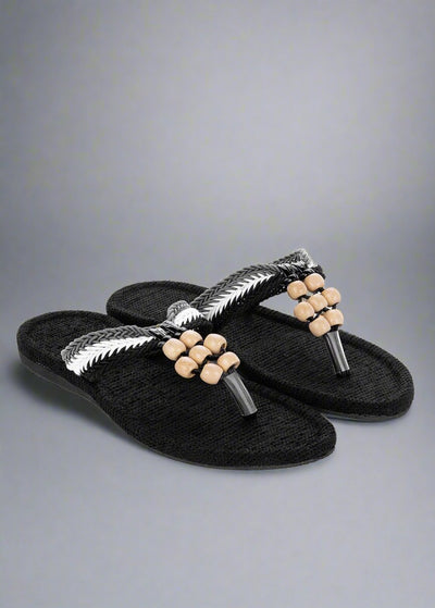 Beaded Strap Jute Slippers - Kultura Filipino | Support Local