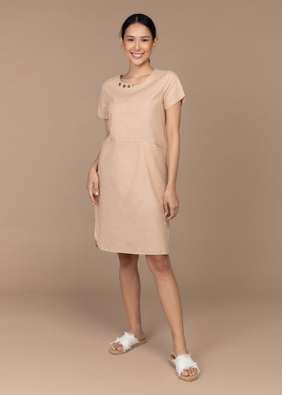 Tropiko Linen Dress with Front Pockets - Kultura Filipino